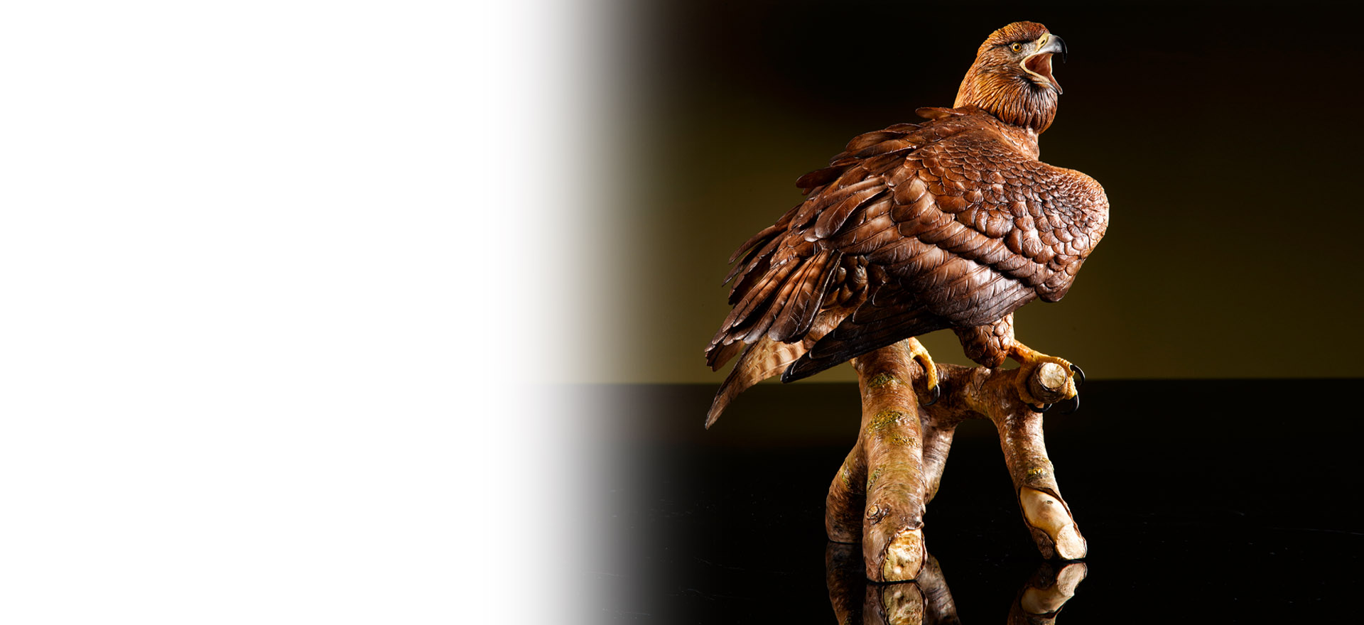 Fine Bone China Animal Sculpture Golden Eagle